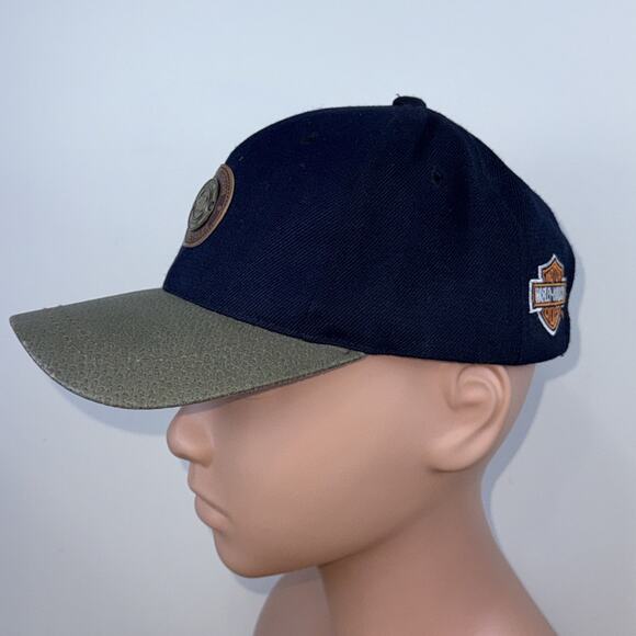 Vintage Harley Davidson Hat Cap Strap Back Black Ride Like The Wind Wool Leather - Picture 2 of 11